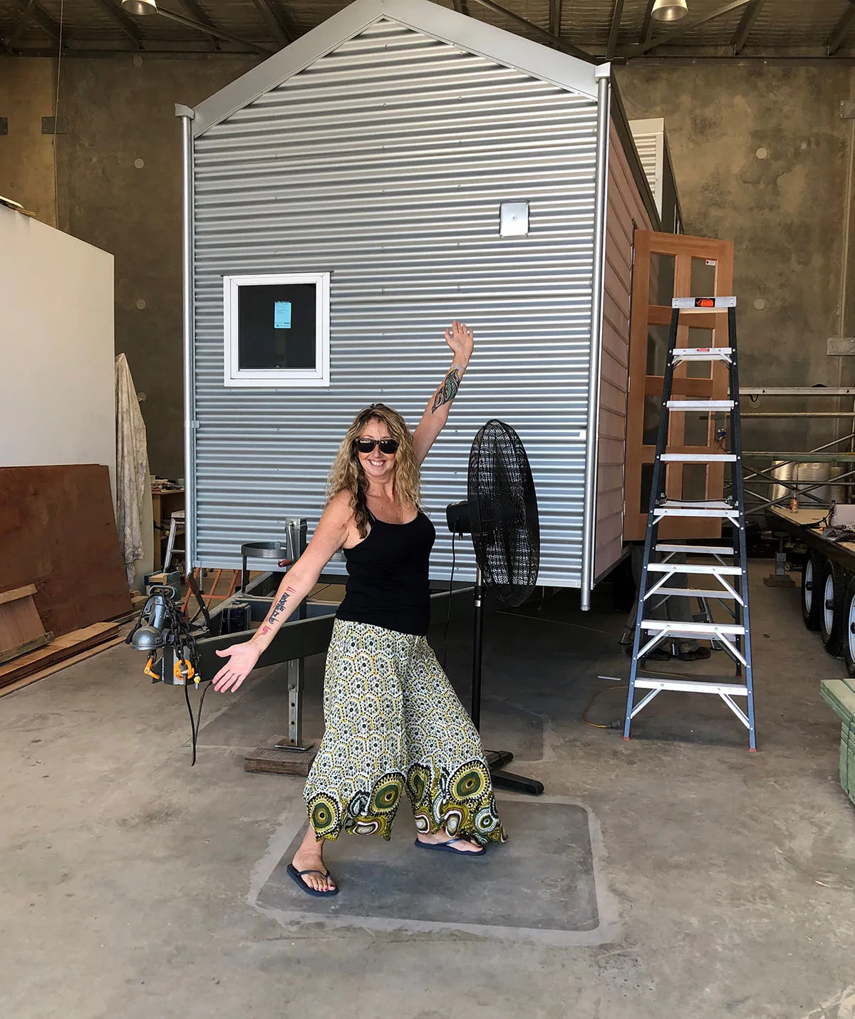 Me picking up my self-designed Tiny House shell. (Image: Supplied)