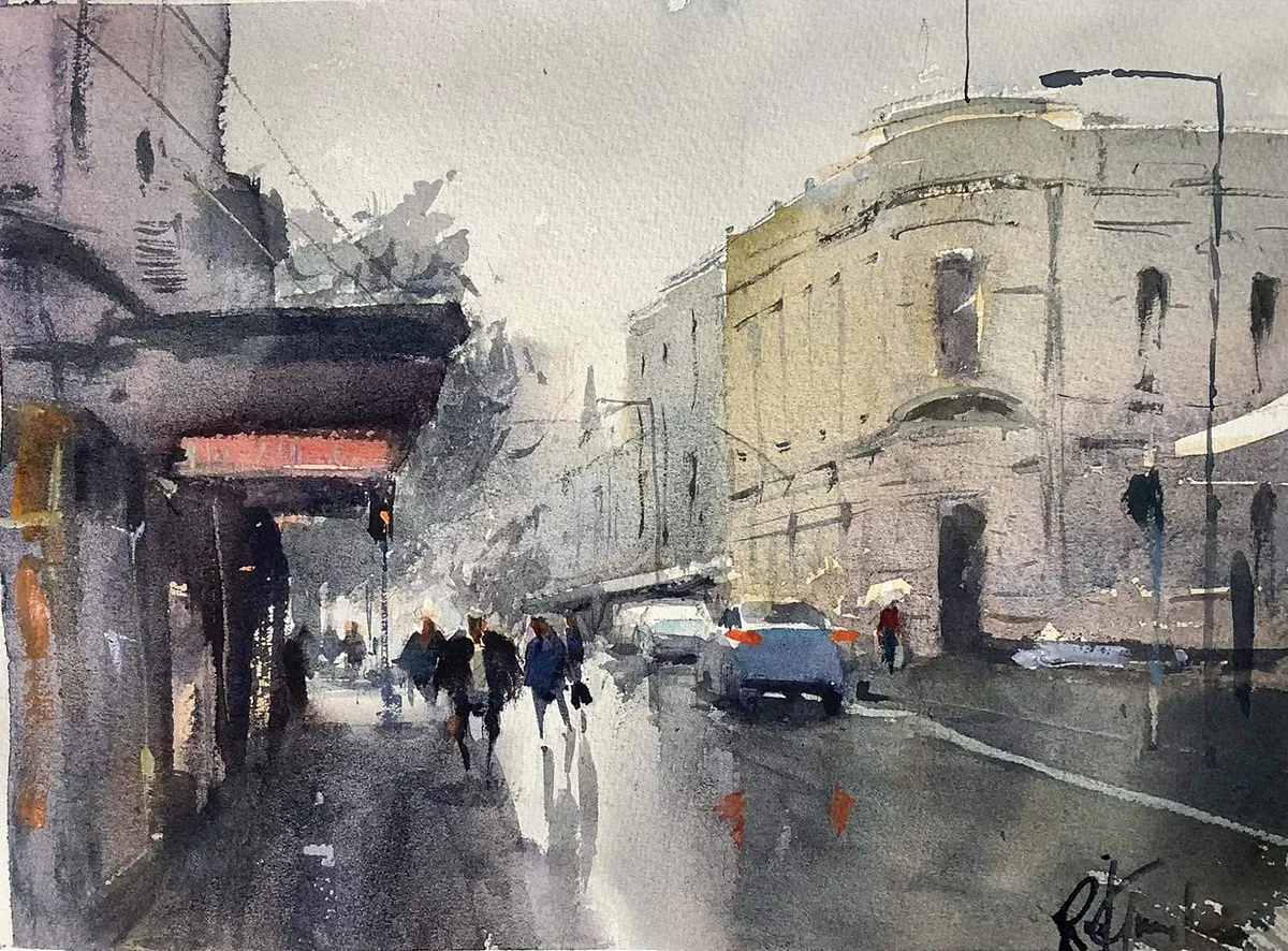 One of my paintings of St John Street, Launceston. (Image: Supplied)