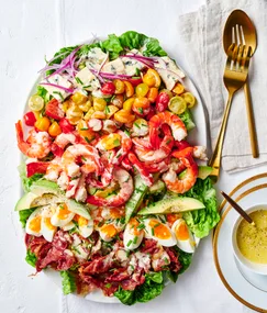 Deconstructed prawn cobb salad