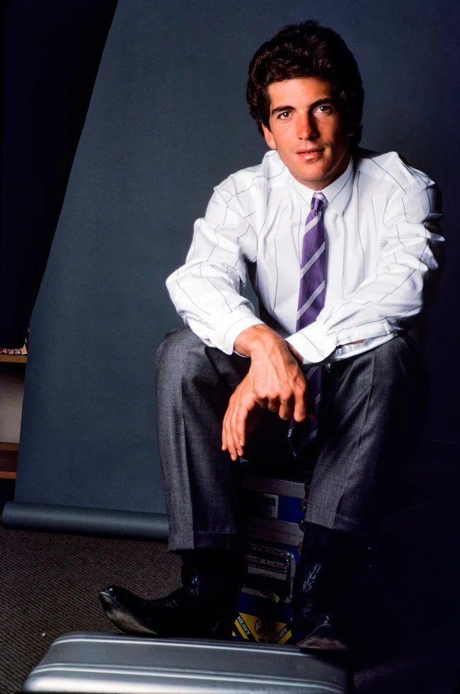 Studio portrait of American lawyer and magazine publisher John F Kennedy Jr (1960 - 1999), New York, New York, 1988.