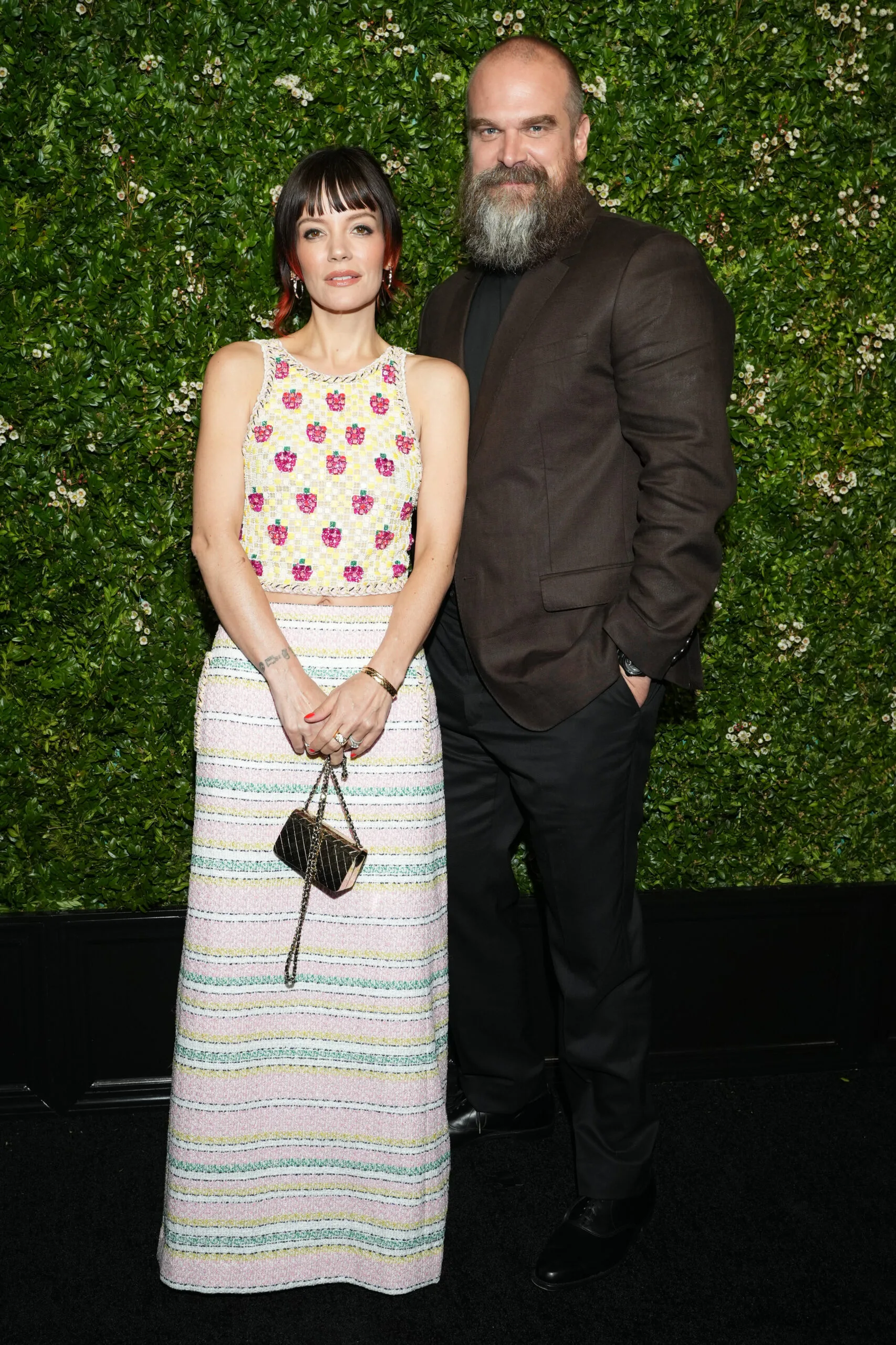  Lily Allen, wearing CHANEL, and David Harbour, wearing CHANEL watch, attend the CHANEL Tribeca Festival Artists Dinner at The Odeon on June 10, 2024 in New York City.  