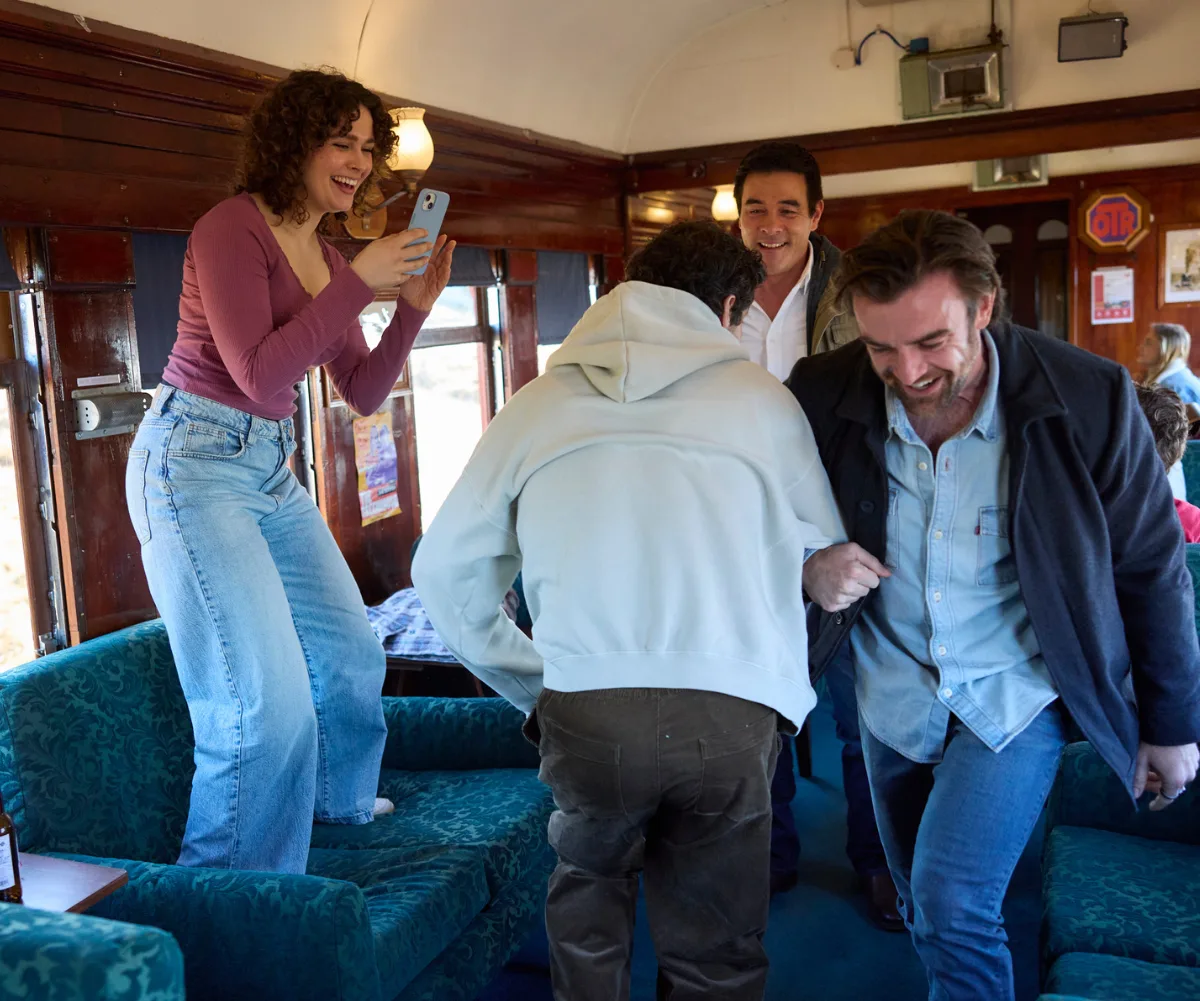 Train passengers enjoy themselves ahead of the Off The Rails festival.