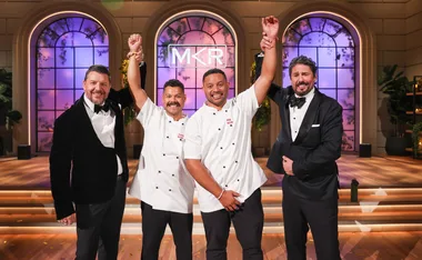 Justin and Will celebrate winning this year's MKR.