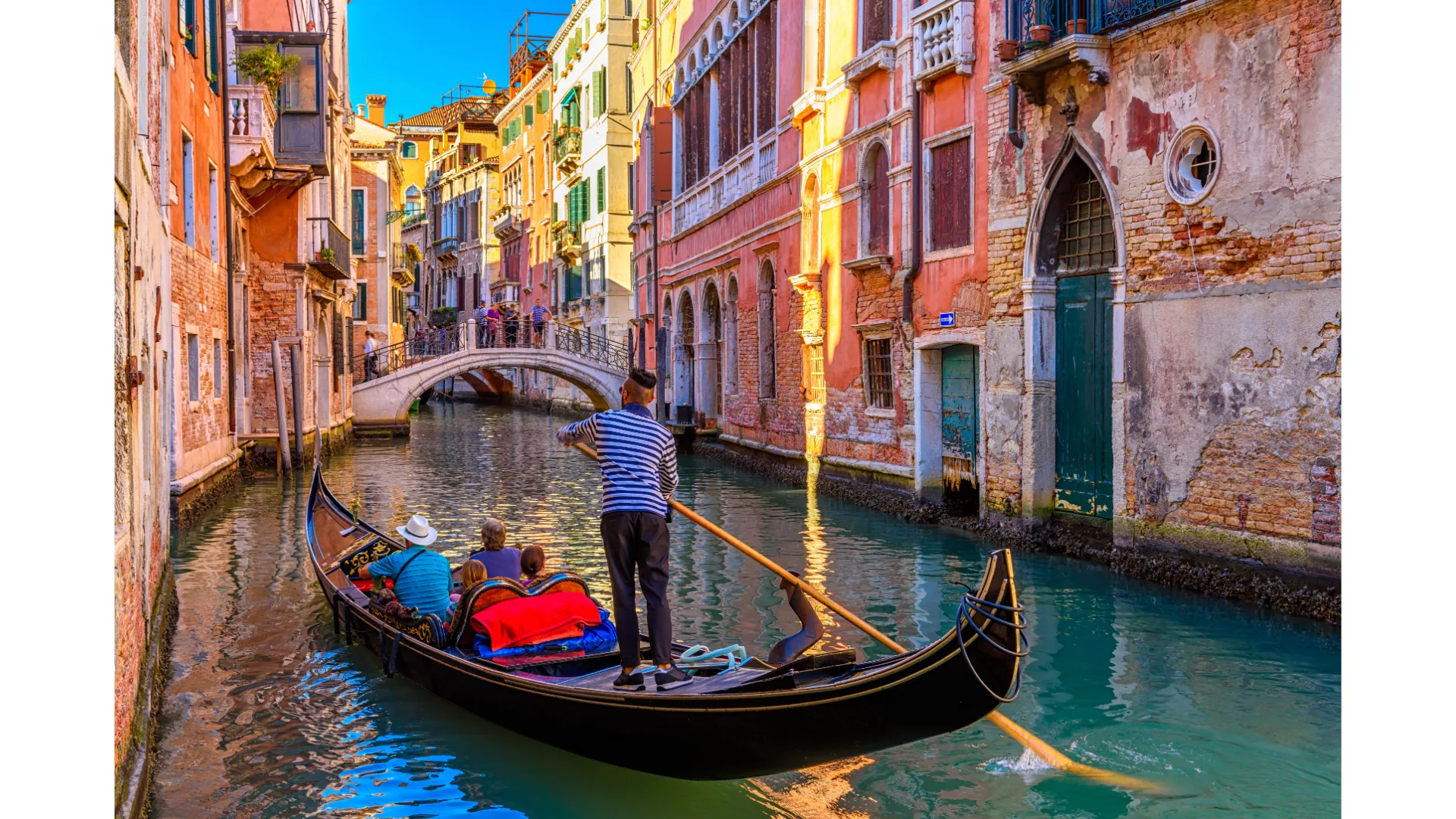 A gondola navigates the canals in Venice.