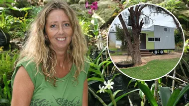 Lynda Mackillican and her tiny house. (Image: Supplied)