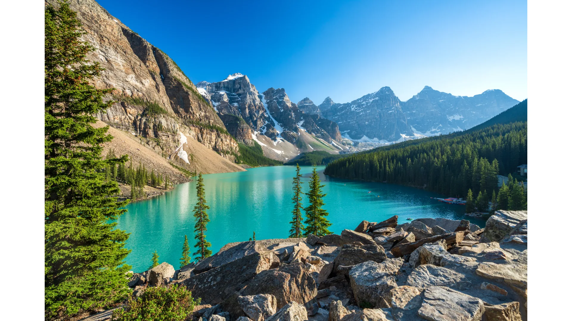 A glacial lake set against the mountains in Banff National Park.