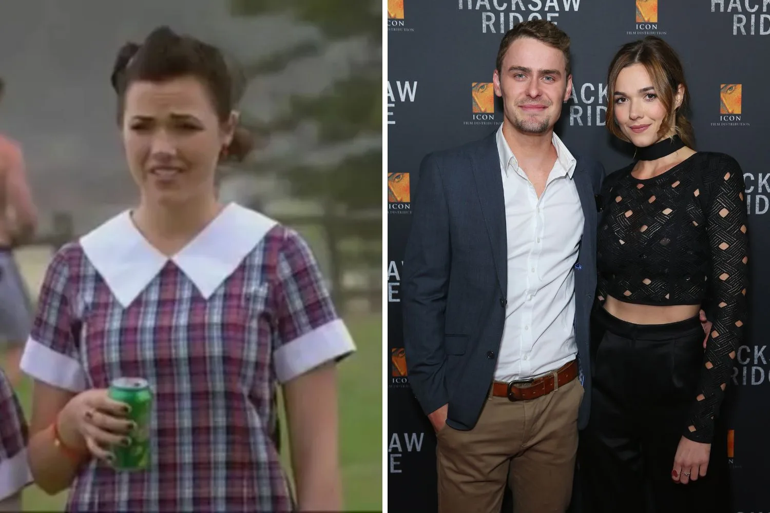 Demi Harman on Home and Away and with ex-boyfriend and co-star Alec Snow. 