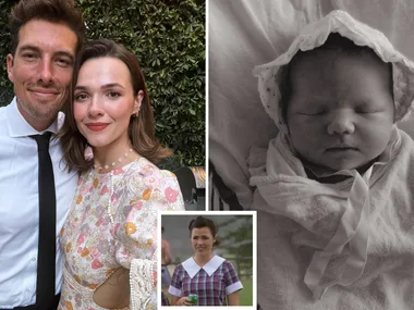 Demi Harman, husband Andrew and baby Florence