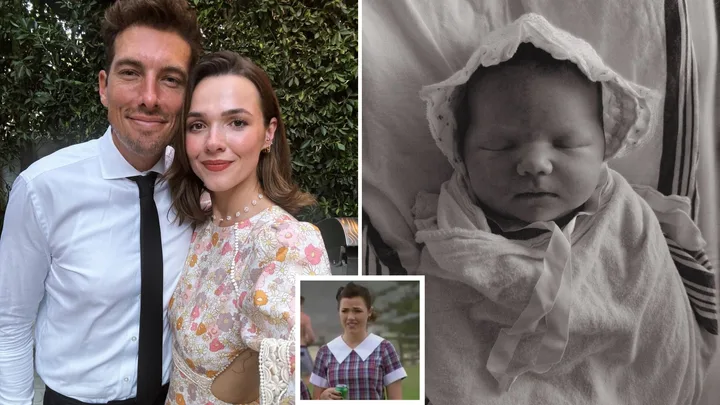 Demi Harman, husband Andrew and baby Florence