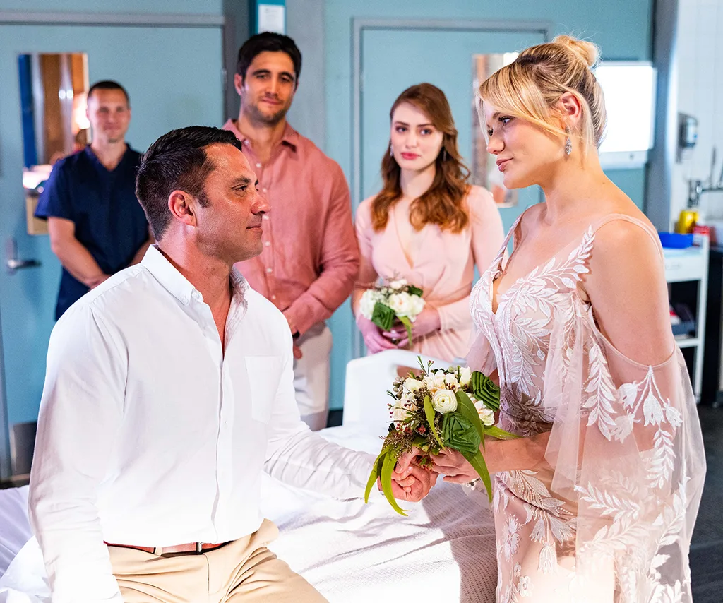 Ari and Mia's 2022 Home and Away wedding.