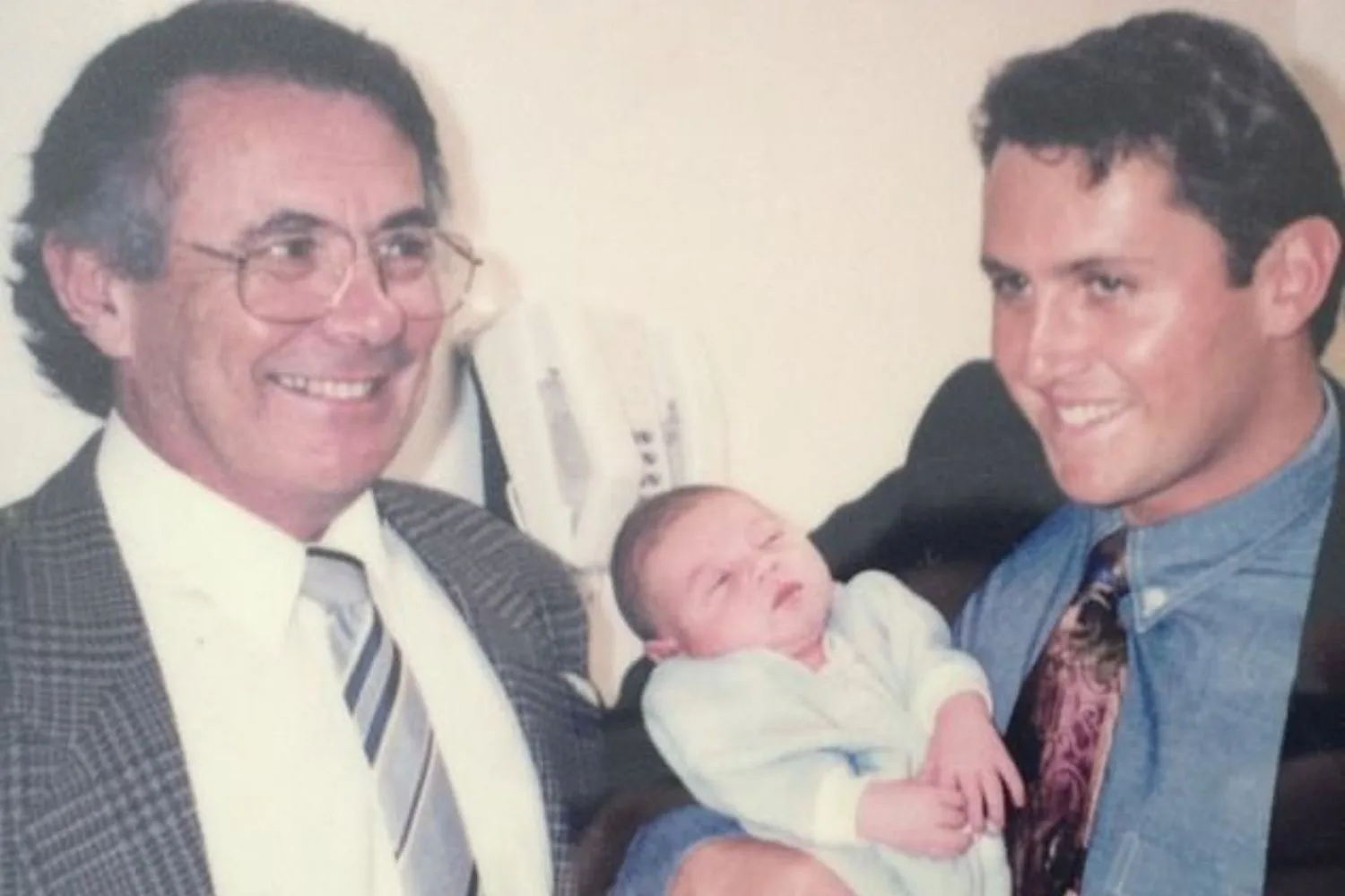 Larry Emdur with his father Dave and baby son Jye