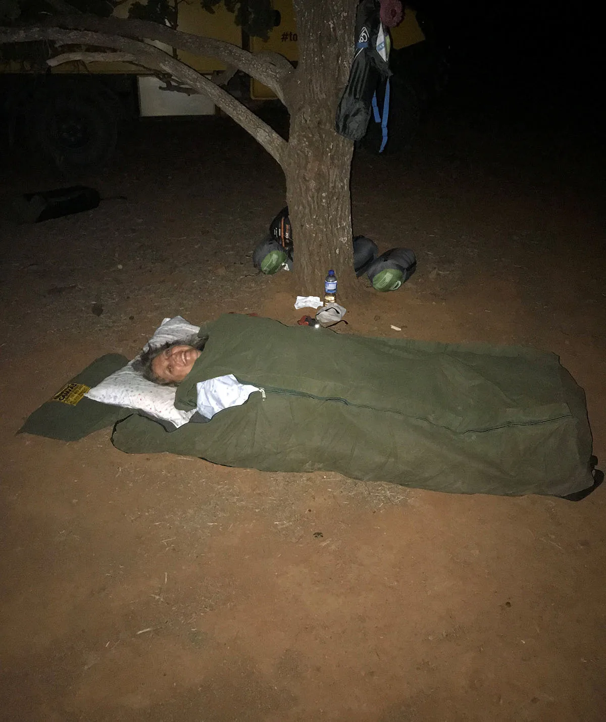  Sleeping on the ground in a swag on a 4WD tour, near Coober Pedy, South Austalia  2018. (Image: Supplied)