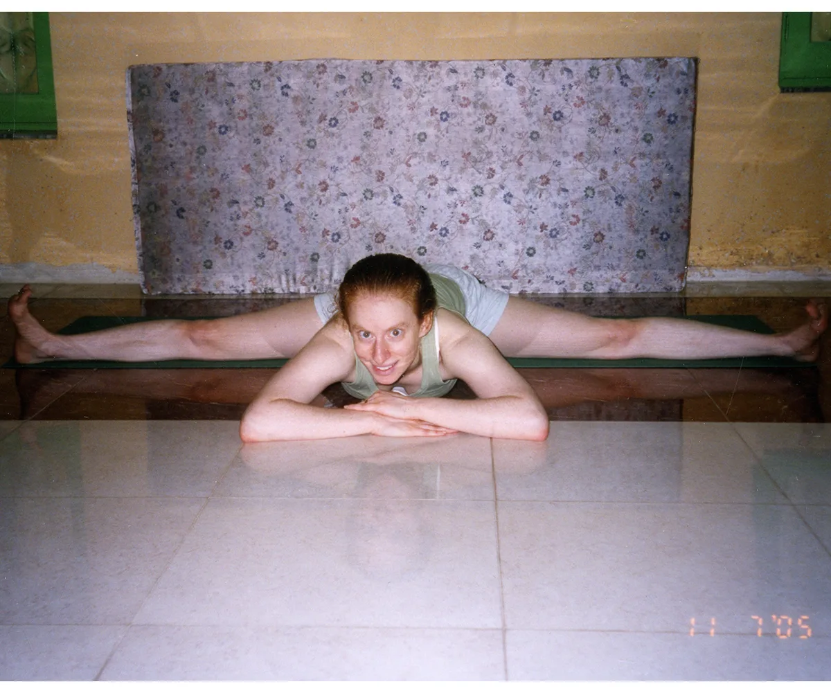 Doing Yoga in a house built in Rishikesh, 2005. (Image: Supplied)