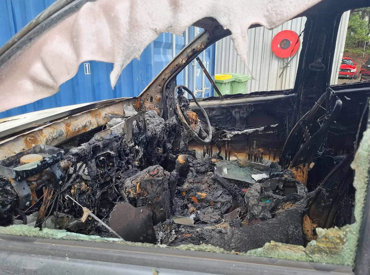 The interior of my burnt out car. (Image: Supplied)