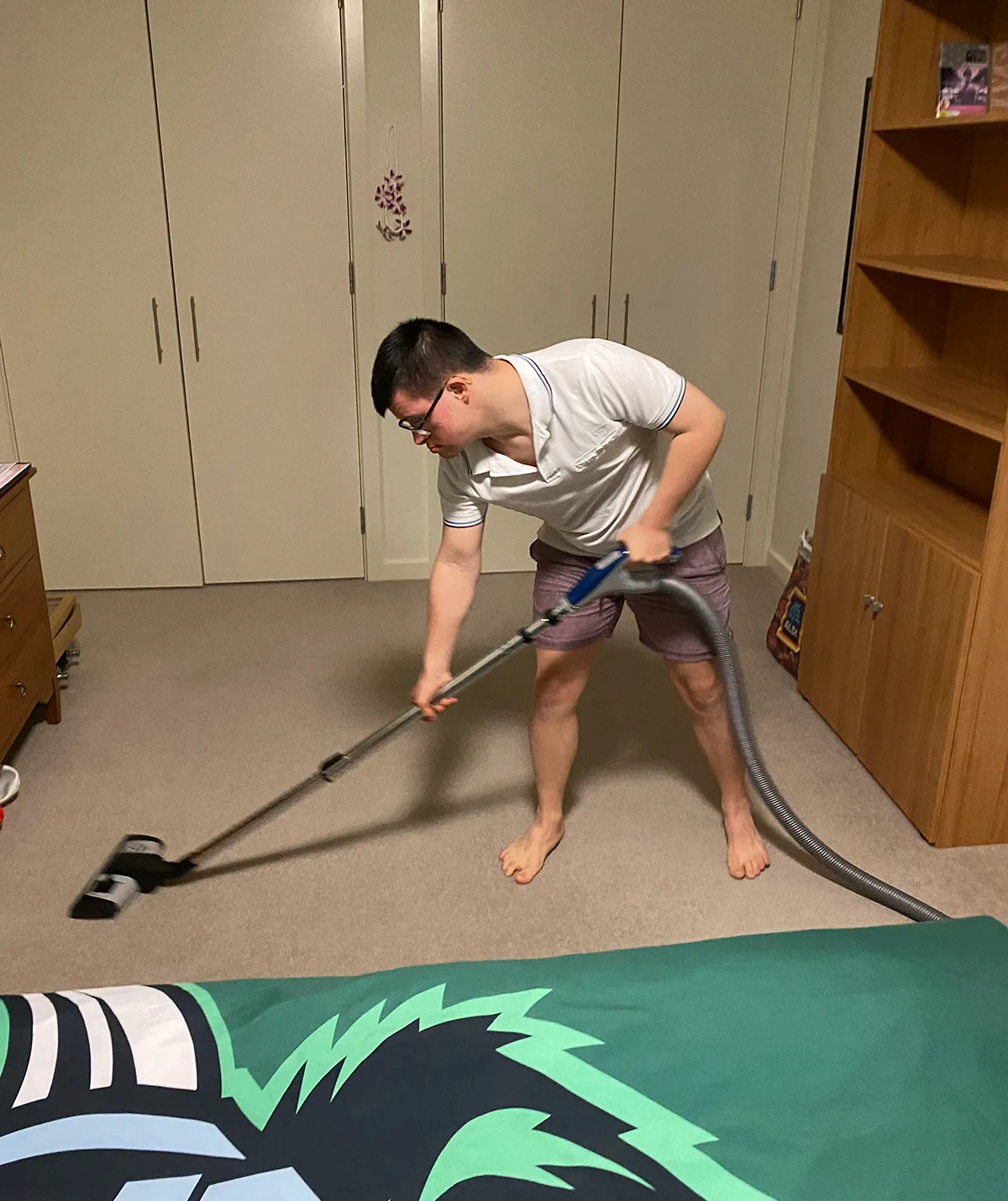 Ehren cleaning his unit. (Image: Supplied)