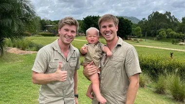 ROBERT IRWIN WITH THE WINNER OF HIS LOOKALIKE CONTEST, BEN MARSHALL