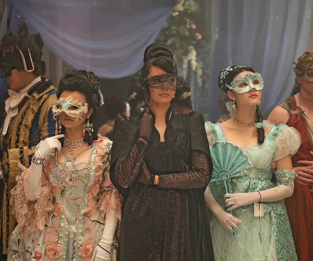 (From left) Michelle Mao, Katie Leung and Isabella Wei in Bridgerton S4.