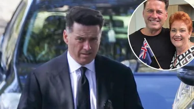 Karl Stefanovic, inset with Pauline Hanson