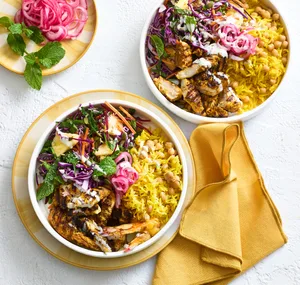 Chicken tikka & turmeric rice bowls