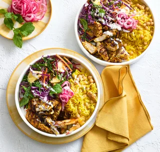 Chicken tikka & turmeric rice bowls