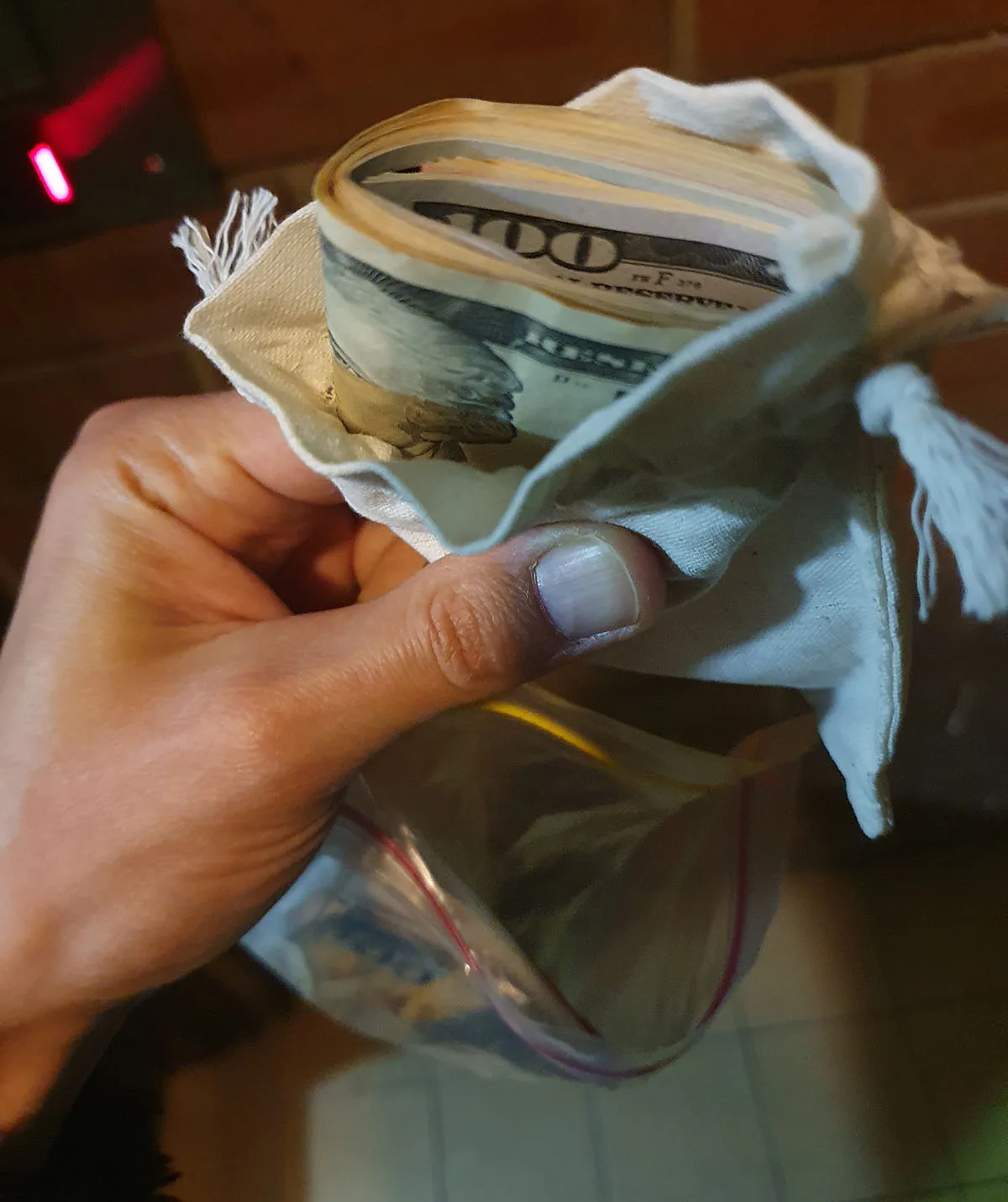 My biggest cash find to date, a mix of Swiss French and USD for a total of $1277 found in a red bin in Sydney. (Image: Supplied)