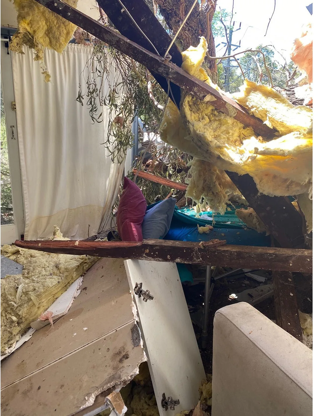 The room where the tree fell onto where I was massaging Harold. (Image: Supplied)