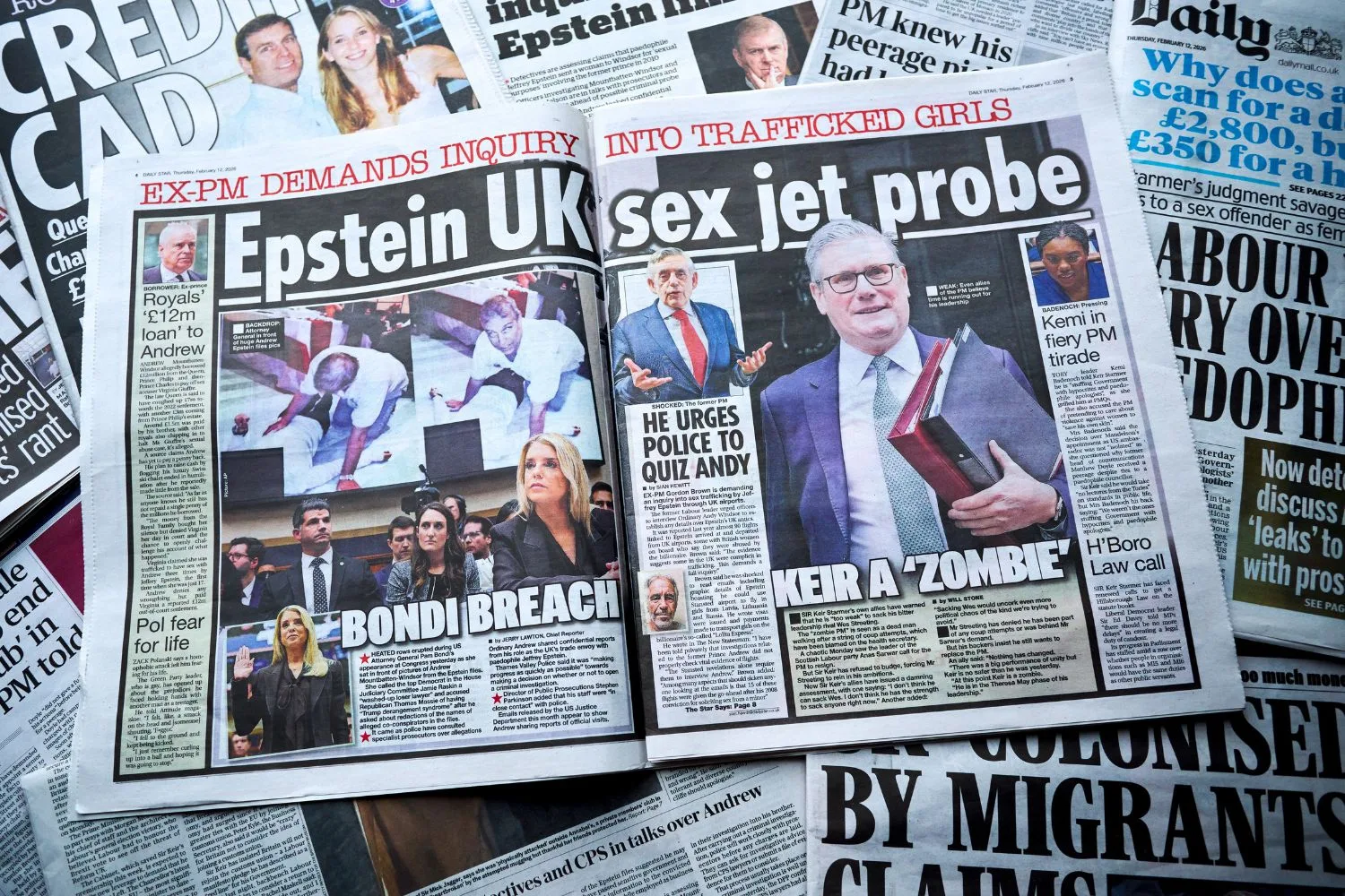 Newspaper headlines relating to Andrew Mountbatten-Windsor