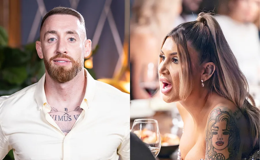 Danny (left) and Gia (right) at the second dinner party on new season of Married at First Sight Australia.