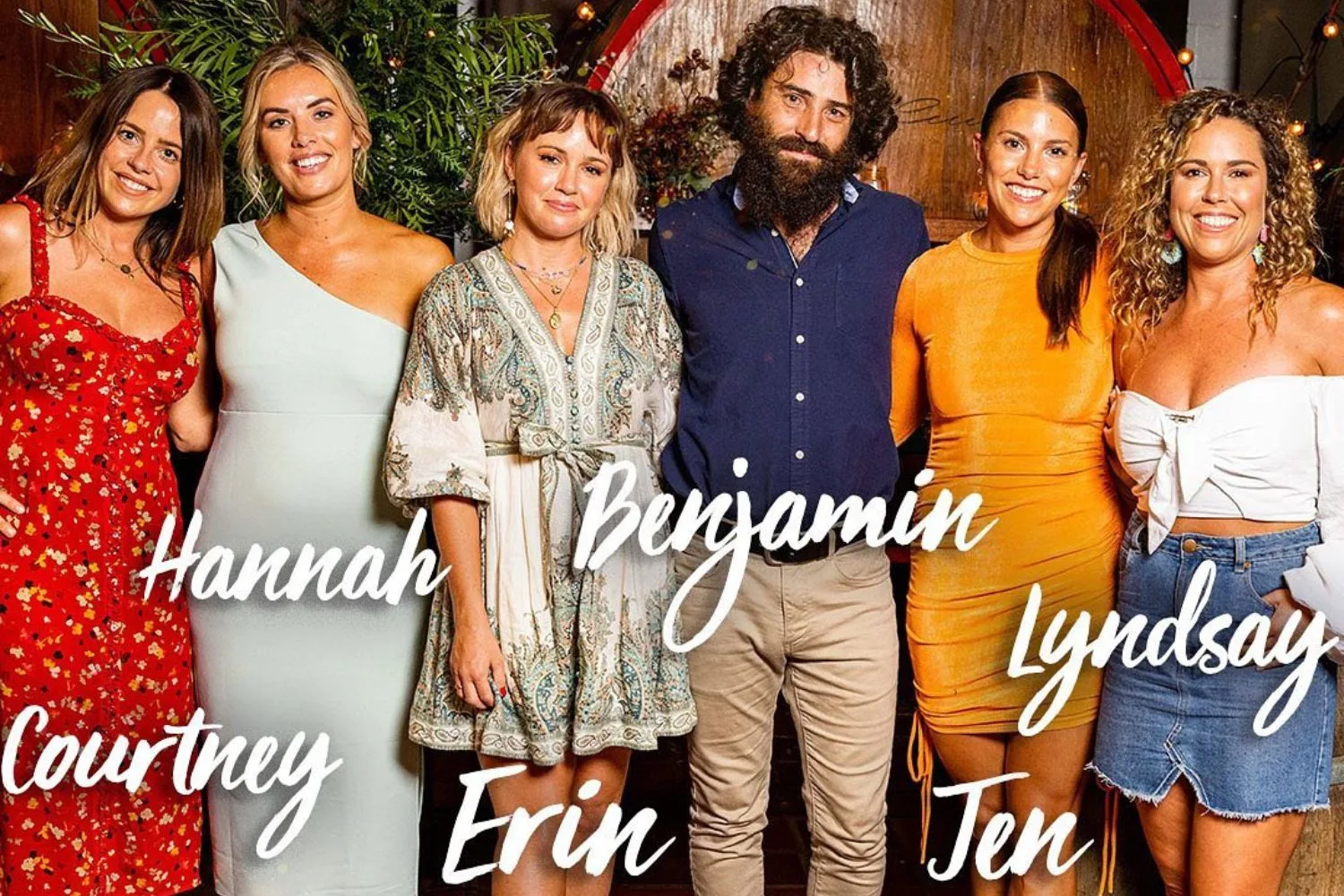 Farmer Benjamin from Farmer Wants a Wife with his ladies on the show