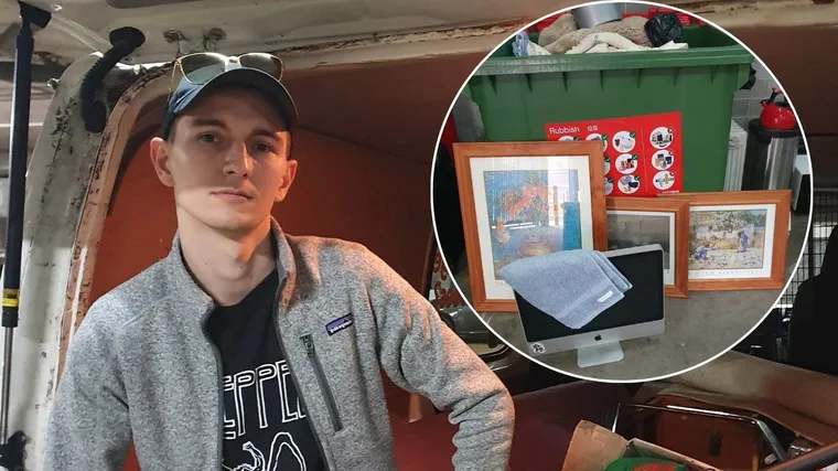 Leo Urbano and some of the items he's found in the trash. (Image: Supplied)