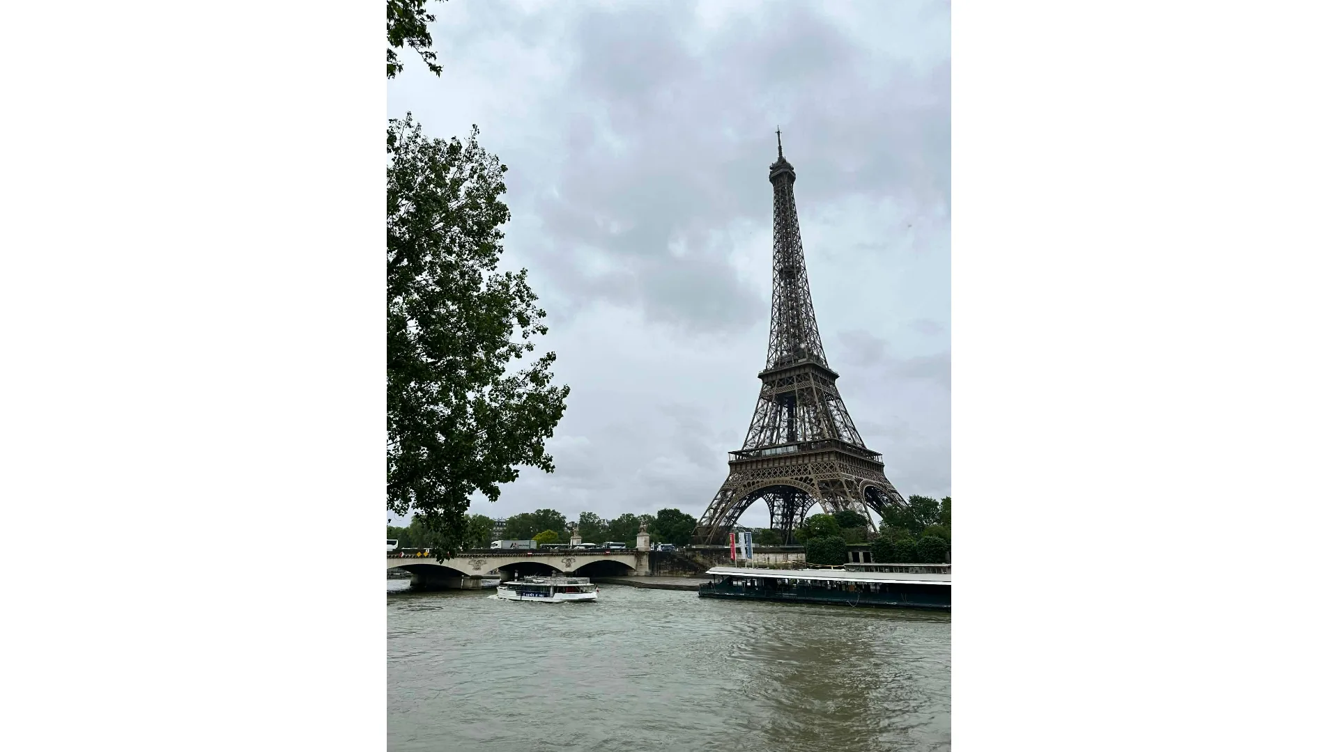 View of the Eiffel Tower from the Seine.