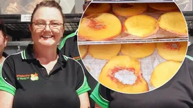 Kelly Johnson and some of her peaches used in her products. (Image: Supplied)