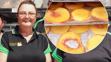 Kelly Johnson and some of her peaches used in her products. (Image: Supplied)