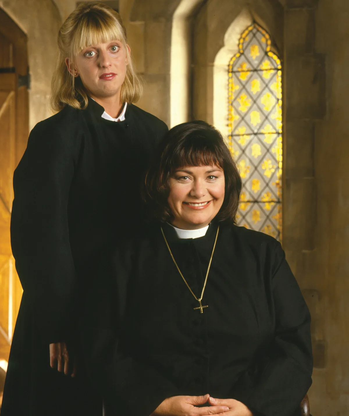 Emma Chambers and Dawn French in The Vicar of Dibley.