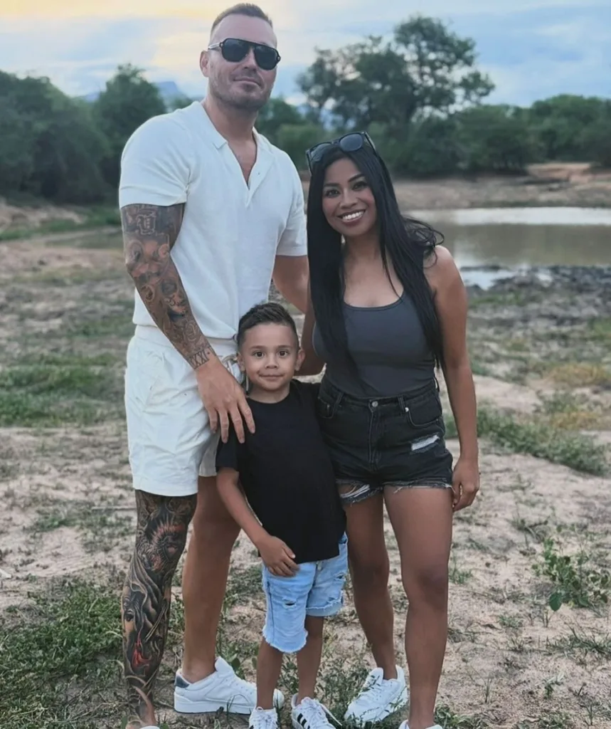 Cyrell Paule with partner Eden Dally and son Boston, reunited after I'm A Celeb