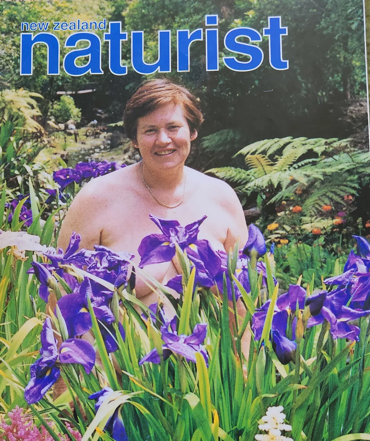 Me on Naturist magazine cover taken in the streamside garden I created at the club around 1989. (Image: Supplied)