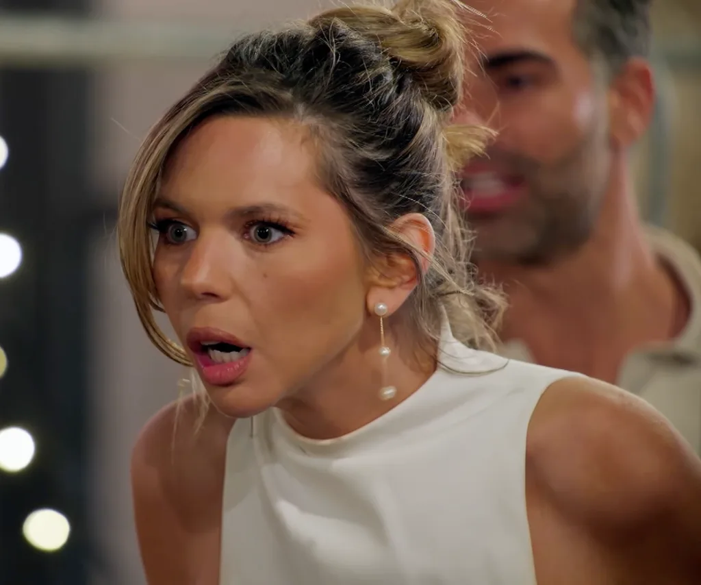 MAFS' Bec mid sentence looking angry at the Retreat.