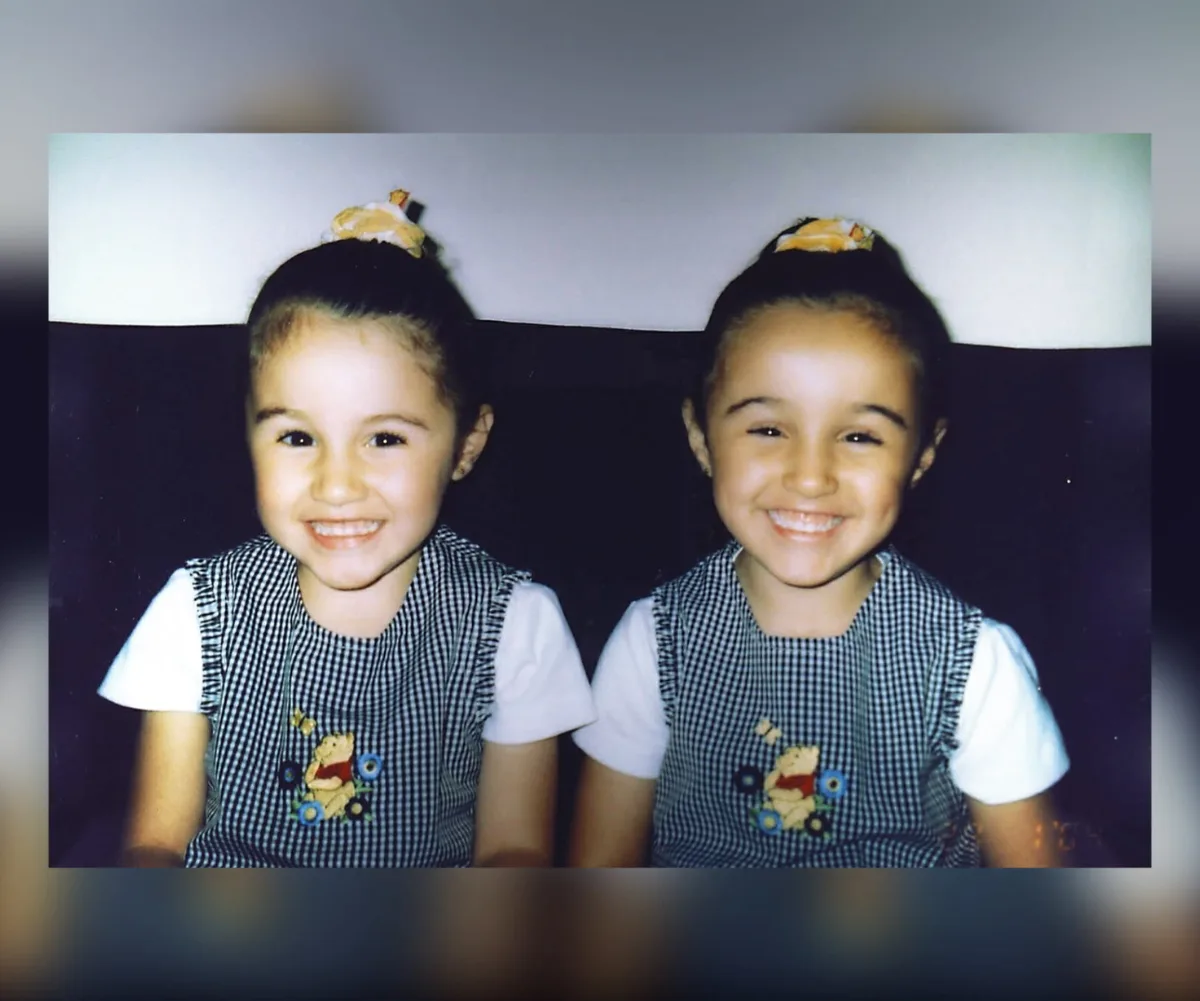 Chanel from Australian idol pictured as a child with her twin sister Chantel.