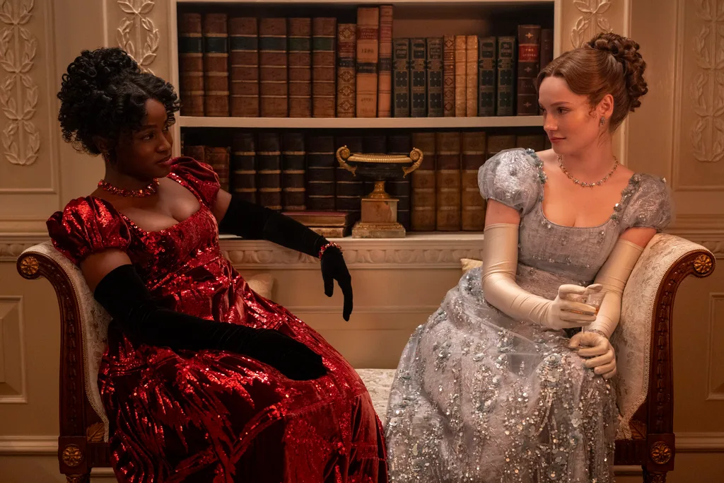 Masali Baduza and Hannah Dodd star as Michaela and Francesca in Bridgerton