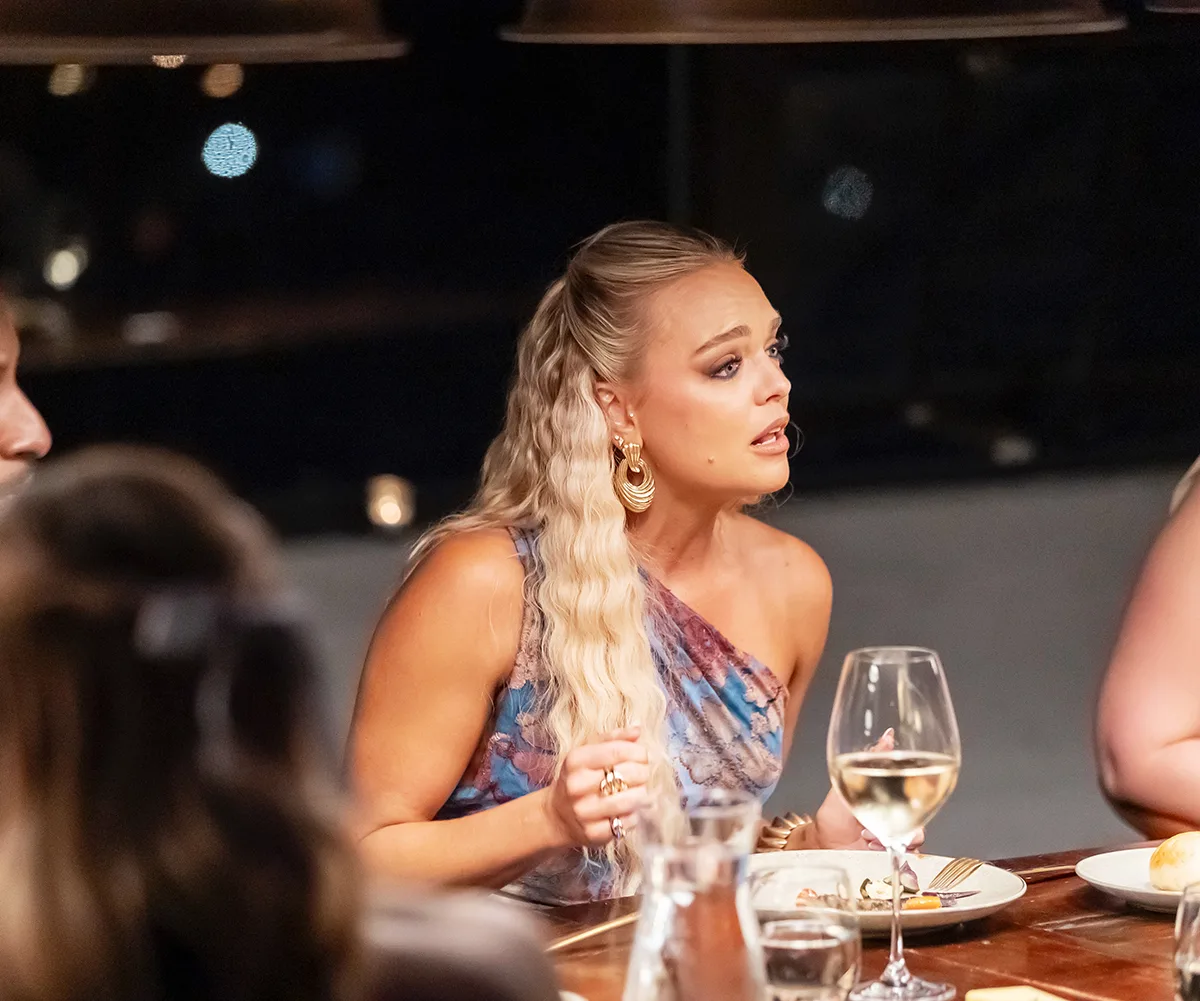Alissa from MAFS looking stressed at the dinner party.