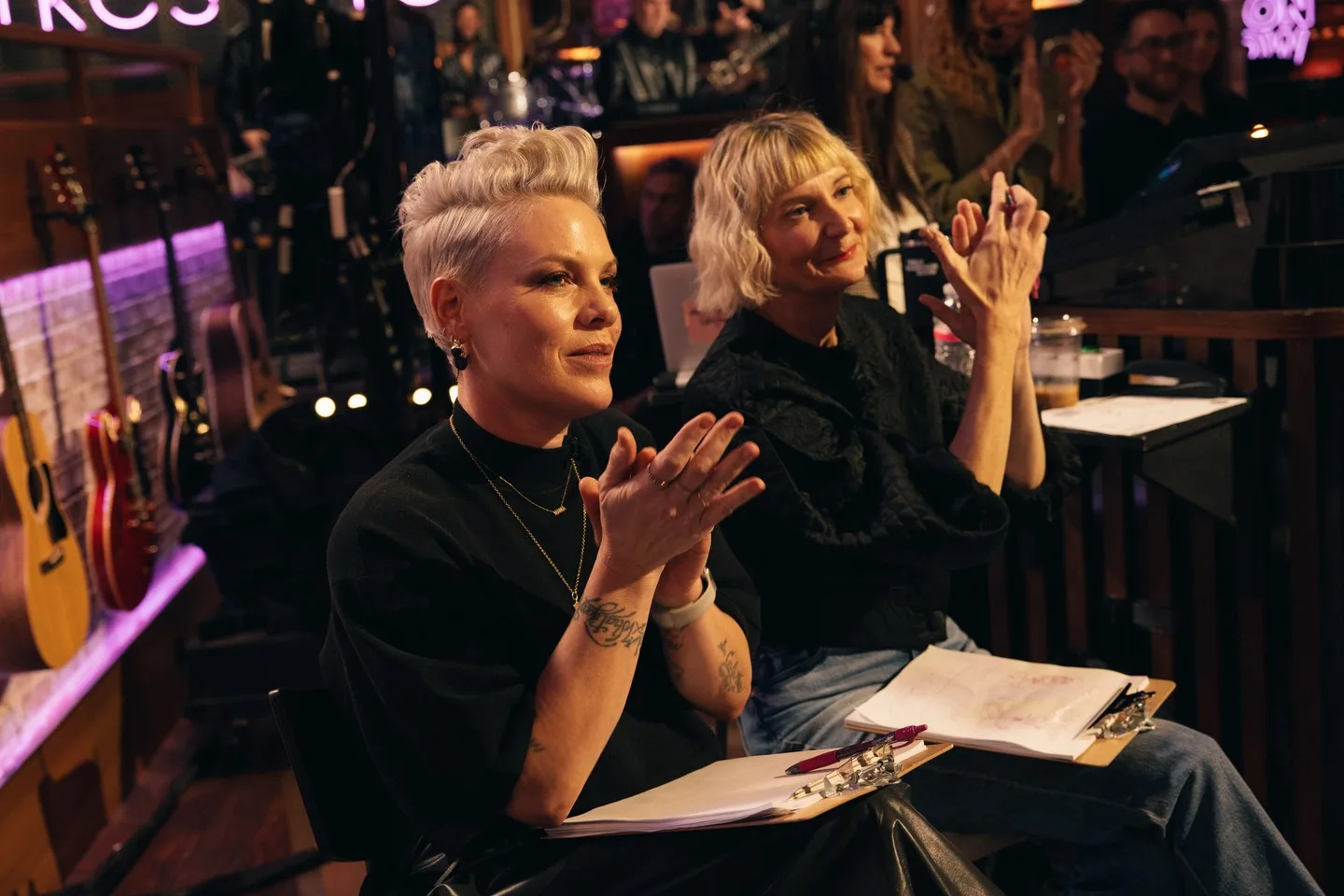 Pink and Kerri Kenney-Silver learn the ropes of hosting The Kelly Clarkson Show