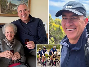 Mark Beretta, with his mum and girlfriend
