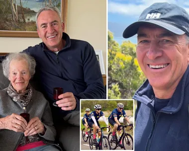 Mark Beretta, with his mum and girlfriend