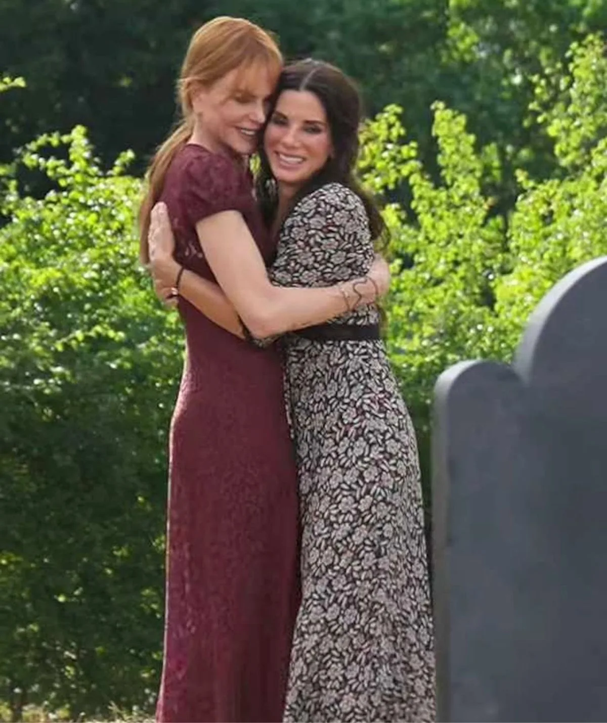 Nicole Kidman and Sandra Bullock on the set of Practical Magic 2.