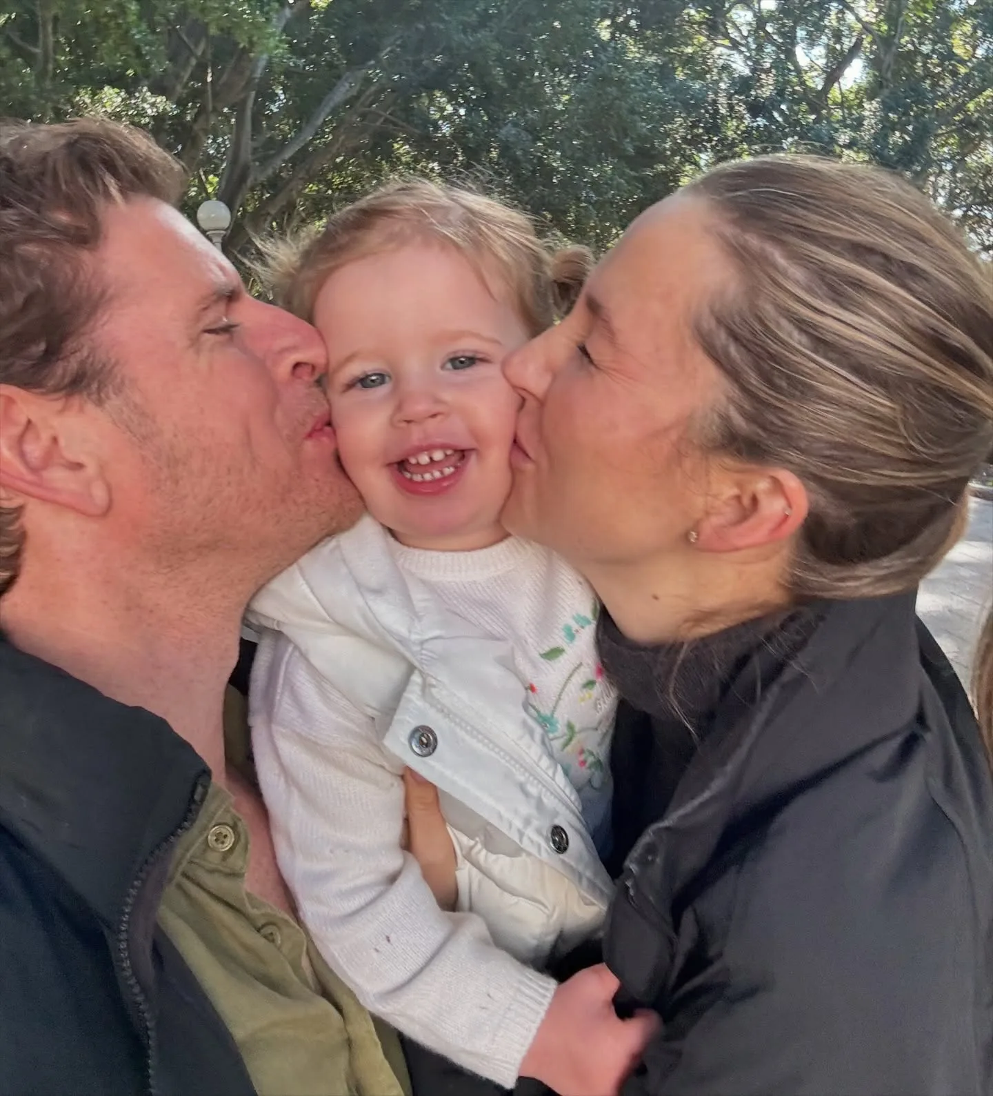 Sam Mac and Rebecca James with daughter Margot