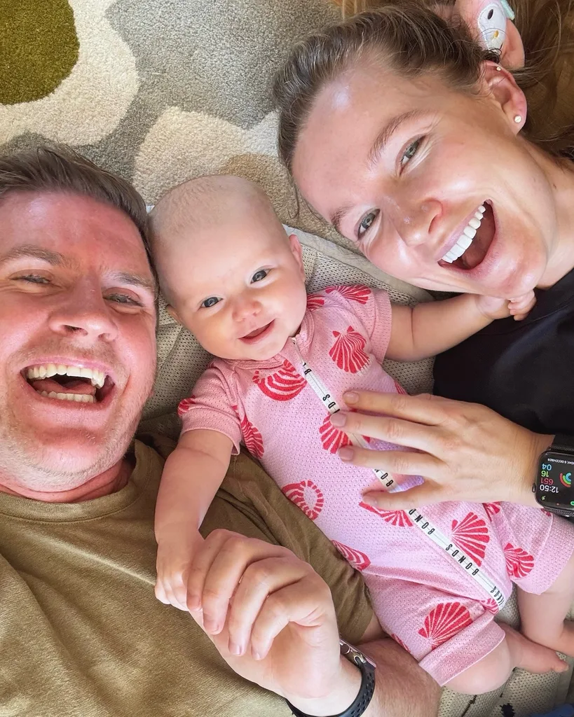 Sam Mac and Rebecca James with daughter Mabel