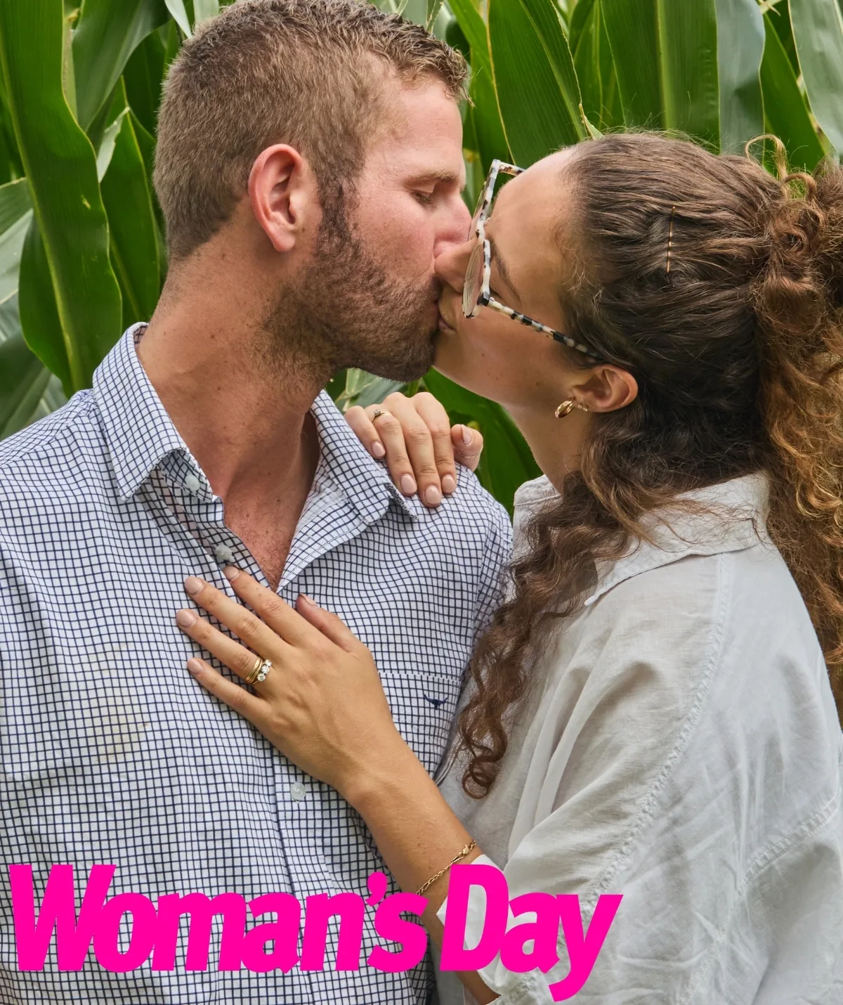A man and woman kissing