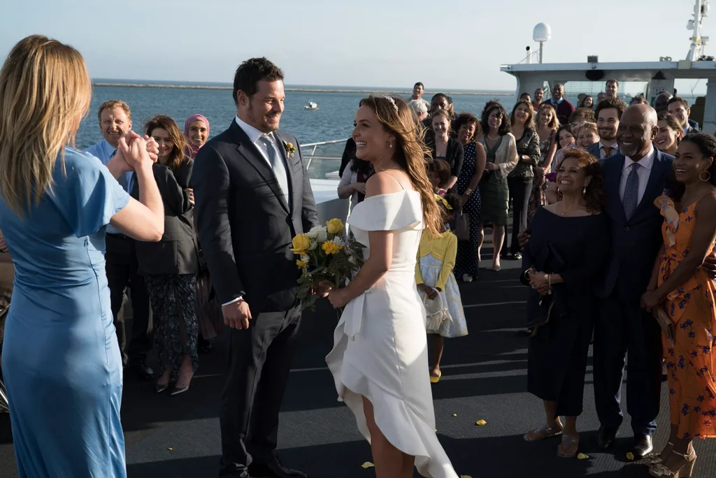 Ellen Pompeo, Justin Chambers and Camilla Luddington in Grey's Anatomy