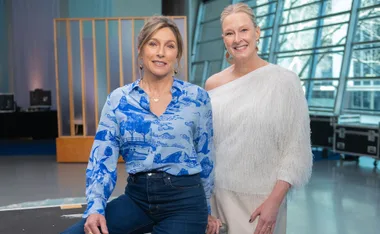 Claudia Karvan with host Leigh Sales on The Assembly.
