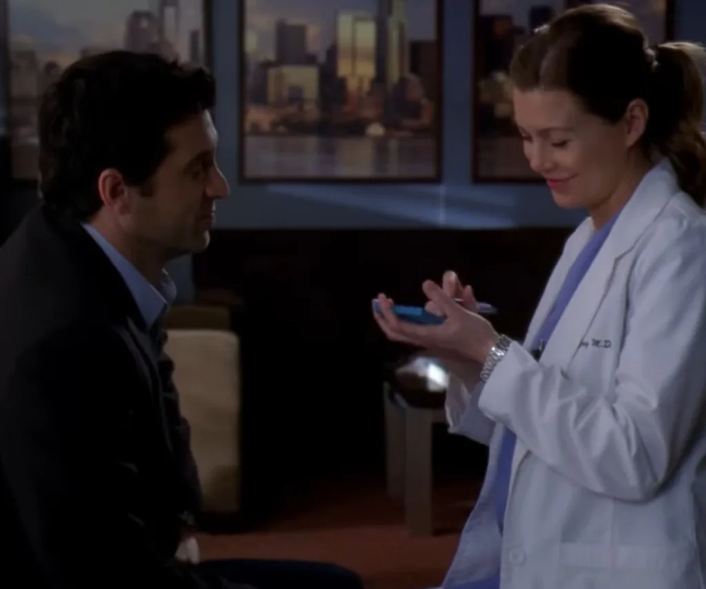 Derek and Meredith make it official with a Post-it on Grey's Anatomy